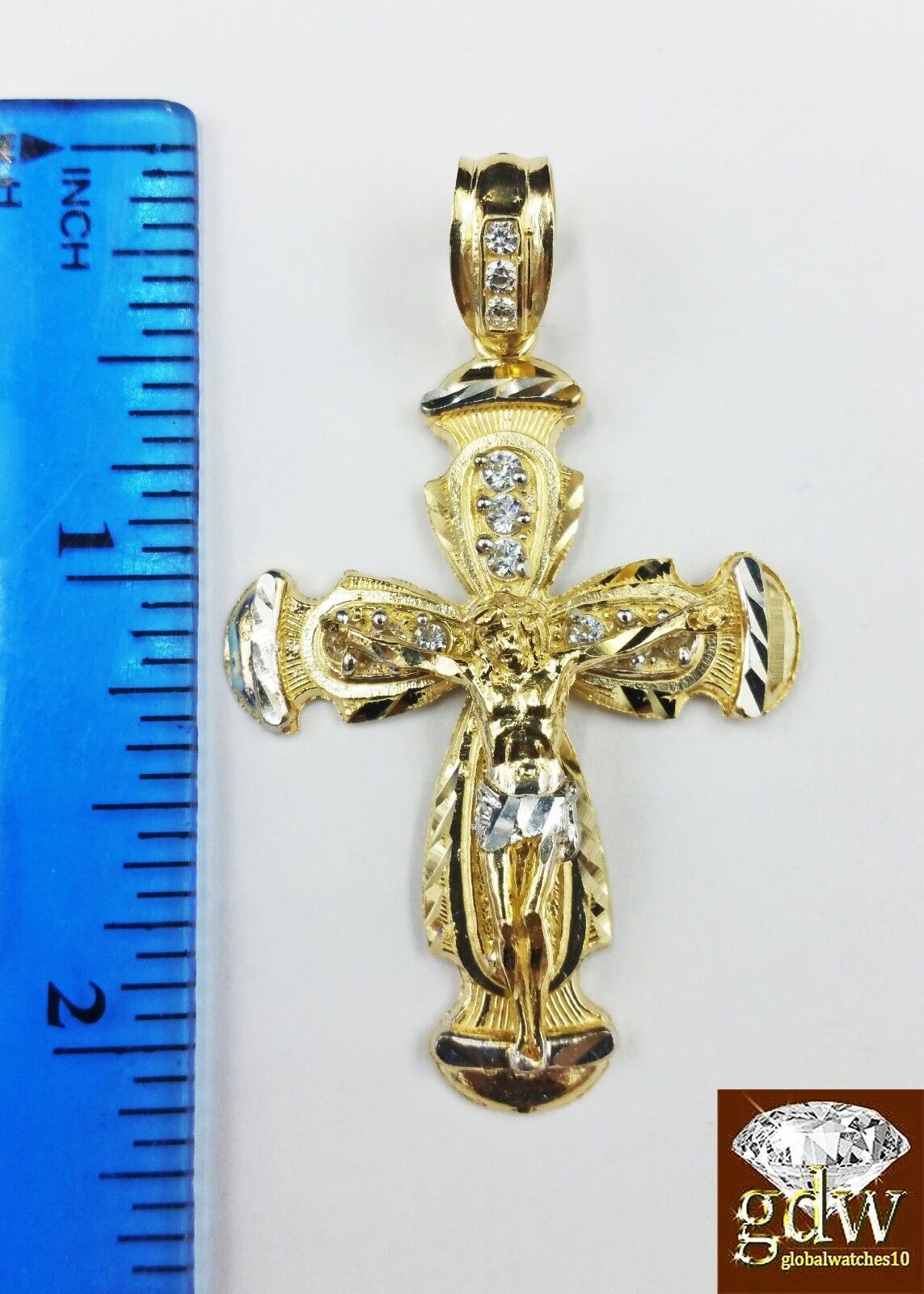 Real 10k Yellow Gold 2 Inch Jesus Charm/Pendant with Diamond Cuts for Men/Women. - GoldenlinQ
